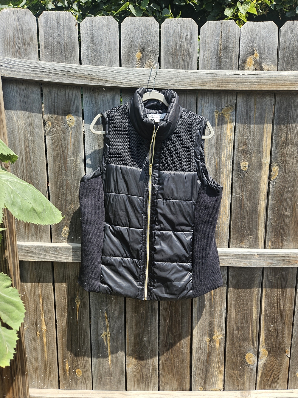 Kenneth Cole Reaction Womens XL Puffer Vest Black Full Zip Quilted Smocked Money